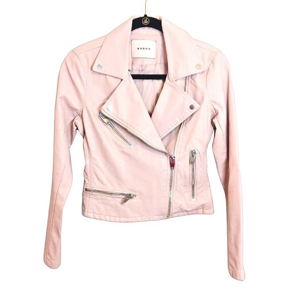 BLANK NYC PINK ZIPPERED FASHION MOTO LEATHER JACKET - SIZE XS - Picture 1 of 8